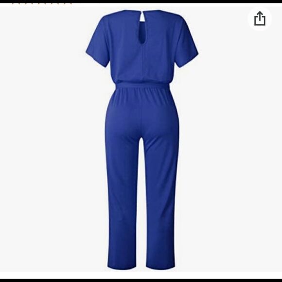 BTFBM Women’s Short Sleeve Blue Jumpsuit - Picture 5 of 6